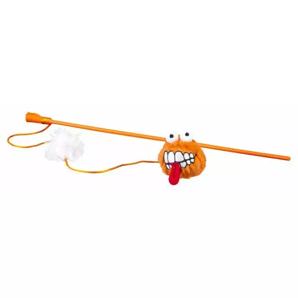 Игрушка-дразнилка для кошек Rogz CATNIP FLUFFY GRNZ WAND плюшевый мячик с кошачьей мятой, оранжевый