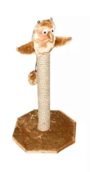 Когтеточка Yami-Yami "Сова на Столбике", 60 см 36,5*36,5см, бежевая, сизаль