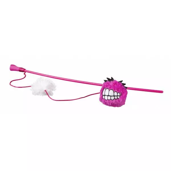 Игрушка-дразнилка для кошек Rogz CATNIP FLUFFY GRNZ WAND плюшевый мячик с кошачьей мятой, розовый