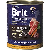 Консервированный корм для собак Брит для всех пород говядина/печень 850 г