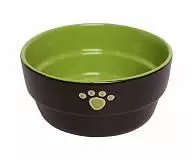 Миска для кошек керамика, цвет зелёный, черный, принт Лапки 12 см