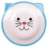 Миска керамическая для кошек КерамикАрт Мордочка кошки голубая 150 мл