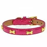 Ошейник для собак Каскад Люкс лаковый с украшением косточка розовый, 15 мм*35 см