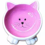 Миска для кошек керамическая КерамикАрт Мордочка кошки на ножках, 100 мл, розовая
