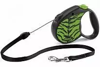 Рулетка для собак Flexi Safari cord S (5 м 12 кг) зеленый тигр