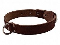 Ошейник для собак Каскад кожаный двойной с кольцом посередине 25 мм 39-46 см